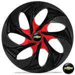 Ficha técnica e caractérísticas do produto Calota Aro 14 Esportiva Prisma Onix 2014 15 Corsa Black Red