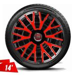 Ficha técnica e caractérísticas do produto Calota Aro 14 Fiat Palio Siena Uno Idea Strada Wee Black Red