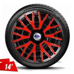 Ficha técnica e caractérísticas do produto Calota Aro 14 Ford Ka Fiesta Focus Escort Ecosport Black Red