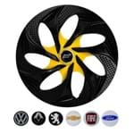 Ficha técnica e caractérísticas do produto Calota Aro 14 Tuning Evolution Black Yellow Vw Fiat Ford Gm