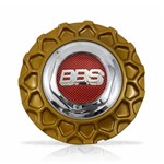 Ficha técnica e caractérísticas do produto Calota Centro Roda Brw Bbs 900 Dourada Cromada Emblema Fibra Vermelha