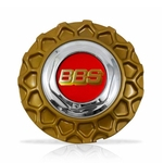 Ficha técnica e caractérísticas do produto Calota Centro Roda BRW BBS 900 Dourada Cromada Emblema Vermelha