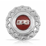 Ficha técnica e caractérísticas do produto Calota Centro Roda BRW BBS 900 Prata Cromada Emblema Fibra Vermelha Calota