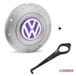 Ficha técnica e caractérísticas do produto Calota Centro Roda Ferro VW Amarok Aro 13 14 15 4 Furos Prata Emblema Lilás + Chave de Remoção