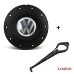 Ficha técnica e caractérísticas do produto Calota Centro Roda Ferro VW Amarok Aro 13 14 15 4 Furos Preta Fosca + Chave de Remoção Calota