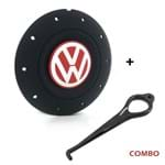 Ficha técnica e caractérísticas do produto Calota Centro Roda Ferro VW Amarok Aro 13 14 15 4 Furos Preta Fosca Emblema Vermelha + Chave de Remo Calota