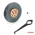 Ficha técnica e caractérísticas do produto Calota Centro Roda Ferro Vw Amarok Aro 14 15 4 Furos Grafite Emblema Laranja + Chave de Remoção