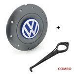 Ficha técnica e caractérísticas do produto Calota Centro Roda Ferro Vw Amarok Aro 14 15 5 Furos Grafite Emblema Azul + Chave de Remoção Calota