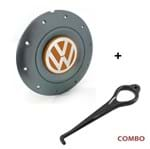 Ficha técnica e caractérísticas do produto Calota Centro Roda Ferro VW Amarok Aro 14 15 4 Furos Grafite Emblema Laranja + Chave de Remoção