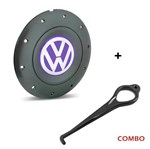 Ficha técnica e caractérísticas do produto Calota Centro Roda Ferro Vw Amarok Aro 14 15 5 Furos Grafite Emblema Lilás + Chave de Remoção Calota