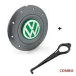Ficha técnica e caractérísticas do produto Calota Centro Roda Ferro VW Amarok Aro 14 15 4 Furos Grafite Emblema Verde + Chave de Remoção Calota