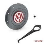 Ficha técnica e caractérísticas do produto Calota Centro Roda Ferro Vw Amarok Aro 14 15 5 Furos Grafite Emblema Vermelha + Chave de Remoção Calota