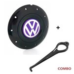 Ficha técnica e caractérísticas do produto Calota Centro Roda Ferro VW Amarok Aro 14 15 5 Furos Preta Brilhante Emblema Lilás + Chave de Remoção Calota