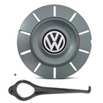 Ficha técnica e caractérísticas do produto Calota Centro Roda Ferro Vw Amarok New Aro 13 14 15 4 Furos Grafite + Chave