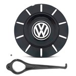 Ficha técnica e caractérísticas do produto Calota Centro Roda Ferro VW Amarok New Aro 13 14 15 4 Furos Preta Brilhante + Chave