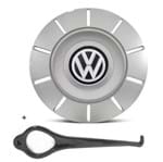 Ficha técnica e caractérísticas do produto Calota Centro Roda Ferro VW Amarok New Aro 13 14 15 4 Furos Prata + Chave