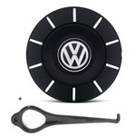Ficha técnica e caractérísticas do produto Calota Centro Roda Ferro VW Amarok New Aro 13 14 15 4 Furos Preta Fosca + Chave