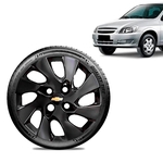 Calota Chevrolet GM Celta Aro 13 Preta Brilhante Emblema Preto