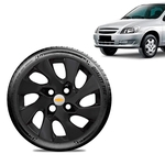 Calota Chevrolet GM Celta Aro 13 Preta Fosca Emblema Prata