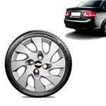 Ficha técnica e caractérísticas do produto Calota Chevrolet GM Corsa Sedan Aro 13 Prata Emblema Preto