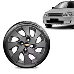 Ficha técnica e caractérísticas do produto Calota Chevrolet GM Corsa Wind Aro 13 Grafite Brilhante Emblema Preto