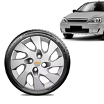 Ficha técnica e caractérísticas do produto Calota Chevrolet GM Corsa Wind Aro 13 Prata Emblema Prata
