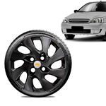 Ficha técnica e caractérísticas do produto Calota Chevrolet GM Corsa Wind Aro 13 Preta Brilhante Emblema Prata