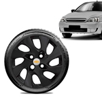 Calota Chevrolet GM Corsa Wind Aro 13 Preta Fosca Emblema Preto