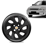 Ficha técnica e caractérísticas do produto Calota Chevrolet GM Corsa Wind Aro 13 Preta Fosca Emblema Prata