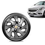 Ficha técnica e caractérísticas do produto Calota Chevrolet GM Onix 2013 14 15 16 Aro 14 Grafite Brilhante Emblema Prata