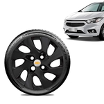 Calota Chevrolet GM Onix 2017 18 19 Aro 14 Preta Fosca Emblema Prata