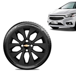 Ficha técnica e caractérísticas do produto Calota Chevrolet GM Onix 2017 18 19 Aro 14 Preta Fosca Emblema Preto