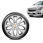 Ficha técnica e caractérísticas do produto Calota Chevrolet GM Onix 2017 18 19 Aro 14 Prata Emblema Prata