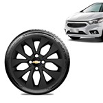 Ficha técnica e caractérísticas do produto Calota Chevrolet GM Onix 2017 18 19 Aro 15 Preta Fosca Emblema Preto