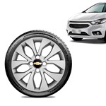 Ficha técnica e caractérísticas do produto Calota Chevrolet GM Onix 2017 18 19 Aro 15 Prata Emblema Preto