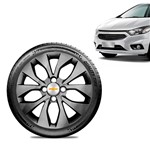 Ficha técnica e caractérísticas do produto Calota Chevrolet GM Onix 2017 18 19 Aro 14 Grafite Brilhante Emblema Prata
