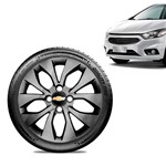 Ficha técnica e caractérísticas do produto Calota Chevrolet GM Onix 2017 18 19 Aro 15 Grafite Brilhante Emblema Preto