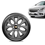 Ficha técnica e caractérísticas do produto Calota Chevrolet GM Prisma 2017 18 19 Aro 15 Grafite Fosca Emblema Preto