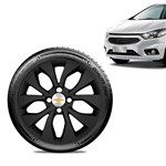 Ficha técnica e caractérísticas do produto Calota Chevrolet GM Onix 2017 18 19 Aro 15 Preta Fosca Emblema Prata