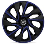 Calota Esportiva Ds4 Black Blue Aro 13 Universal Encaixe Preta Azul - 4 Peças