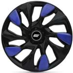 Calota Esportiva Ds5 Black Blue Aro 13 Universal Encaixe Preto e Azul