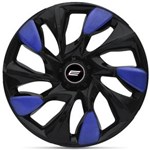 Ficha técnica e caractérísticas do produto Calota Esportiva DS5 Black Blue Aro 13 Universal Encaixe Preto e Azul