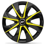 Ficha técnica e caractérísticas do produto Calota Esportiva Prime Black Yellow Aro 13 Universal Encaixe Preto com Amarelo