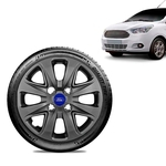 Ficha técnica e caractérísticas do produto Calota Ford Ka + 2015 16 17 18 Aro 14 Grafite Brilhante Emblema Azul