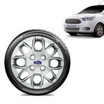Ficha técnica e caractérísticas do produto Calota Ford Ka + 2015 16 17 18 Aro 14 Prata Emblema Prata