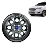 Ficha técnica e caractérísticas do produto Calota Ford Ka Sedan 2015 16 17 18 Aro 14 Grafite Brilhante Emblema Azul