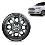 Ficha técnica e caractérísticas do produto Calota Ford Ka + 2015 16 17 18 Aro 14 Grafite Brilhante Emblema Prata