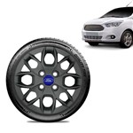 Ficha técnica e caractérísticas do produto Calota Ford Ka Sedan 2015 16 17 18 Aro 14 Grafite Fosca Emblema Azul