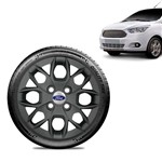 Ficha técnica e caractérísticas do produto Calota Ford Ka Sedan 2015 16 17 18 Aro 14 Grafite Fosca Emblema Prata