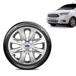 Ficha técnica e caractérísticas do produto Calota Ford Ka Sedan 2015 16 17 18 Aro 14 Prata Emblema Prata